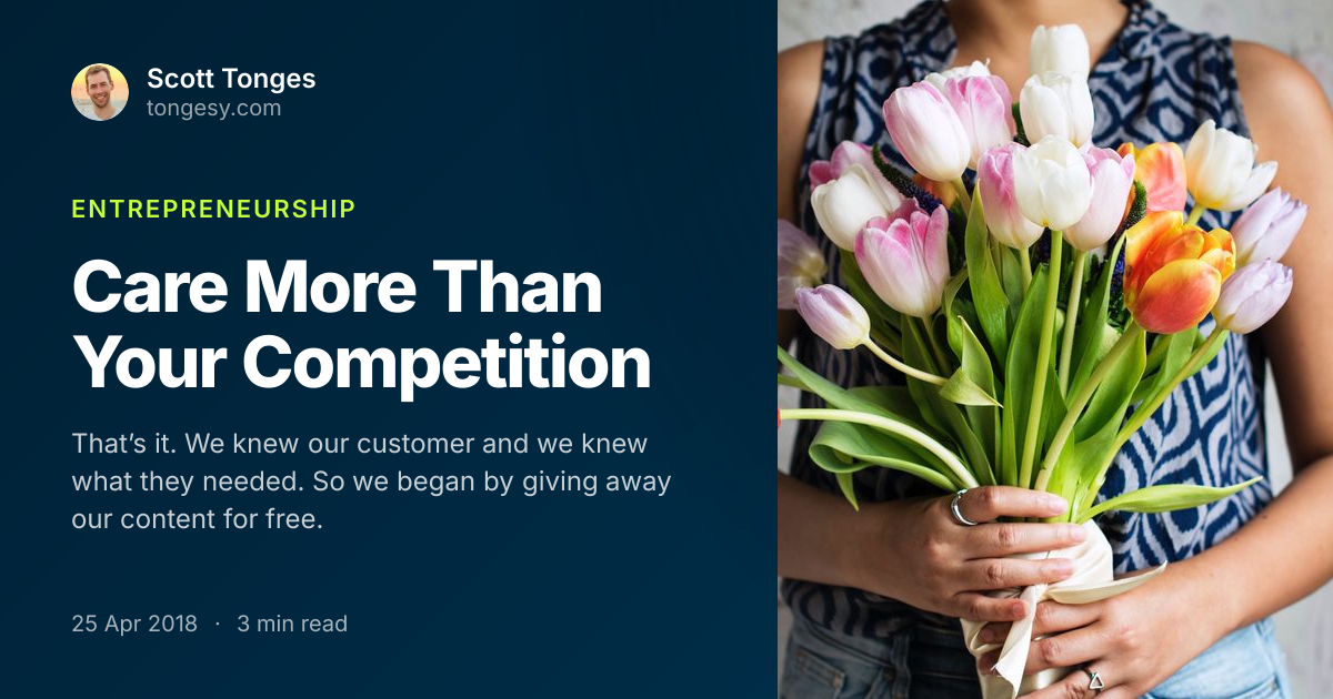 Share card: Care More Than Your Competition, by Scott Tonges