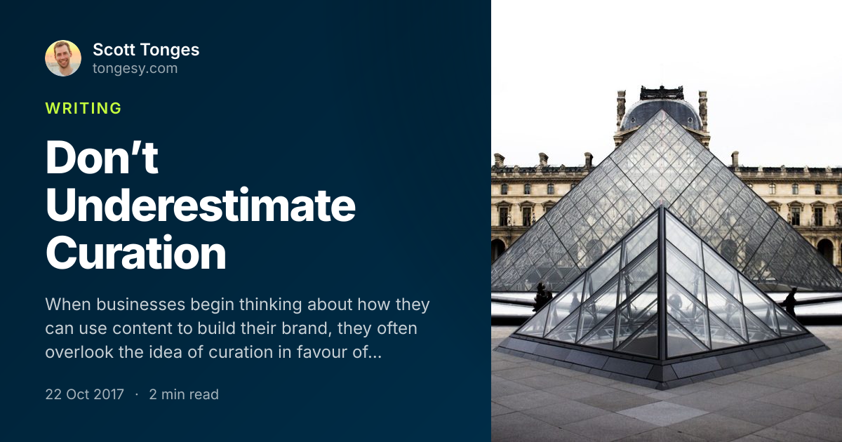 Share card: Don’t Underestimate Curation, by Scott Tonges