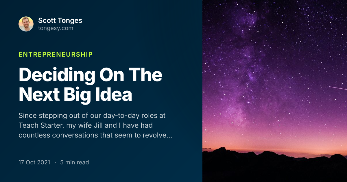 Share card: Deciding On The Next Big Idea, by Scott Tonges